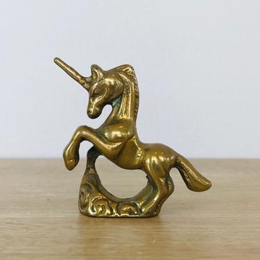 Vintage Mid Century Modern Small Brass Unicorn Sculpture 