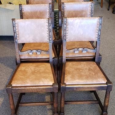 Item #R65 Set of Six Vintage Oak Dining Chairs c.1940s