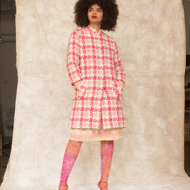 1960s Shades of Pink Houndstooth Wool Jacket 