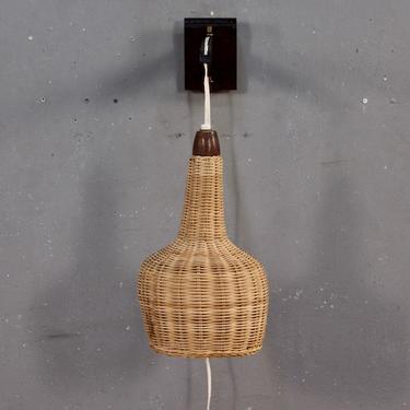 Mid Century Wall-Mounting Wicker Lamp