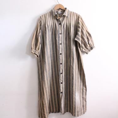 Woven Striped Loose Shirtdress 