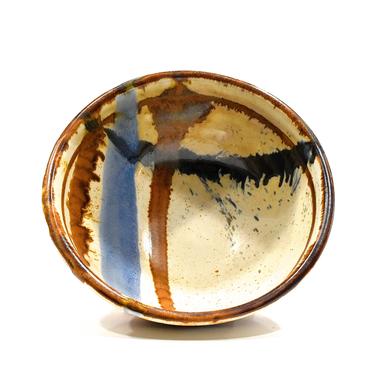 VINTAGE: 1992's - Signed Studio Pottery Stoneware Bowl - Abstract Expressionist Ceramics - SKU 25-D-00031038 
