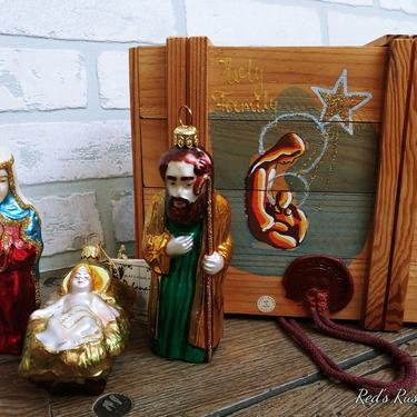 Vintage Kurt Adler Polonaise Glass Holy Family Jesus, Mary and Joseph Ornaments Made in Poland by Komozia 