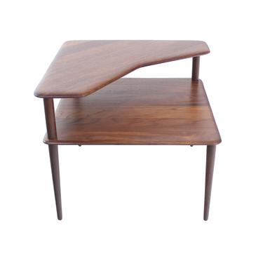 Scandinavian Modern Solid Teak Corner Table Designed by Peter Hvidt
