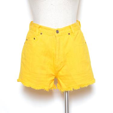 Vintage 80's Yellow Cut-Off Jean Shorts Sz 28W 