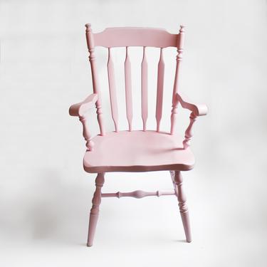 LOCAL PICK UP only Upcycled Solid Pine Ethan Allen Spindle back Arm Chair Millennial Pink 