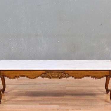 Provincial Walnut Marble-Top Coffee Table – ONLINE ONLY