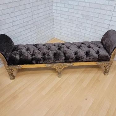 Antique Swedish Victorian High Scroll Armed Bench Newly Upholstered