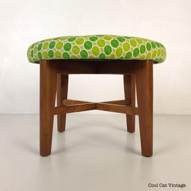 Restored 1950s Ottoman with New Foam and Fabric - *Please see notes on shipping before you purchase. 