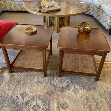 Pair of square walnut Jack Cartwright for Founders Side Tables