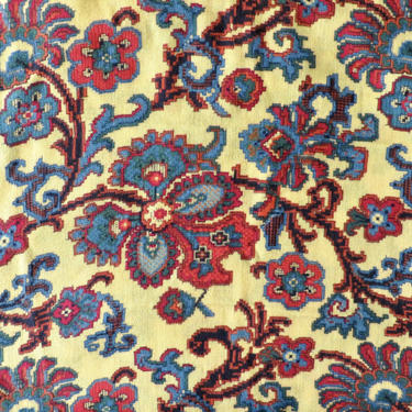 Vintage Fabric - Yellow Red Blue Lightweight Fabric - Floral 