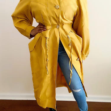 Vintage Bold Mustard Trench - L 