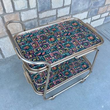 Mid Century Italian Rolling Bar / Serving Cart with Two Removable Trays / Fruit Motif 