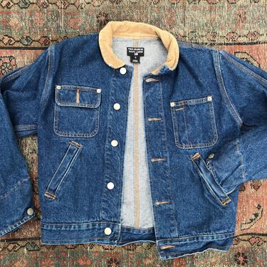 Vintage chore coat denim jacket~ RL Polo~ 1990’s classic timeless vintage inspired indigo denim corduroy collar Unisex kids size XXSm adult 