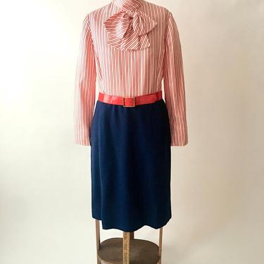 Vintage Dress - 70s Dress - Vintage Abe Schrader Red White and Blue Dress 