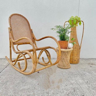 Light Rattan and Cane Rocking Chair