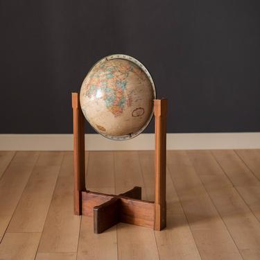 Vintage Walnut and Brass Repogle Globe Stand 