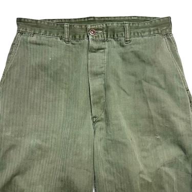 Vintage USMC P53 HBT Field Trousers / Pants ~ 32.5 x 31.75 ~ Military ~ Korean War ~ Button Fly ~ 32 33 Waist ~ Marine Corps 