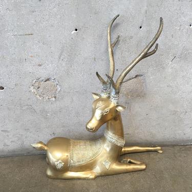 Vintage Mid Century Solid Brass Deer