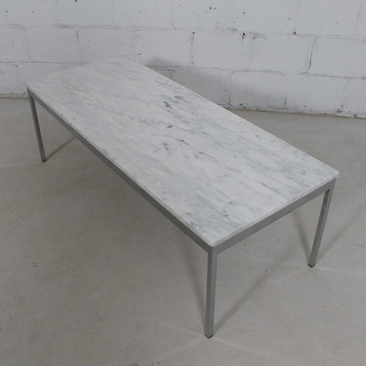 Mid Century Chrome & Marble Top Coffee Table by Knoll