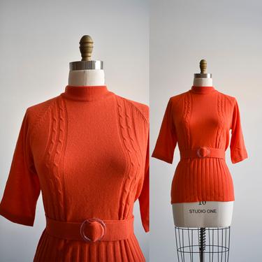 Vintage Tangerine Belted Sweater 