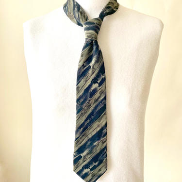Vintage Silk Necktie:  Valentino, Grey and Blue 