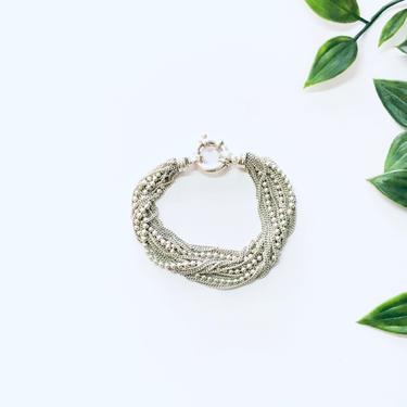 Vintage Bracelet, Silver Bracelet, Chain Bracelet, Multi Stranded Bracelet, Ball Chain Bracelet, Vintage jewelry, Unique Bracelet, 925 