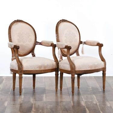 Pair Of Carved French Provincial Dining Chairs 