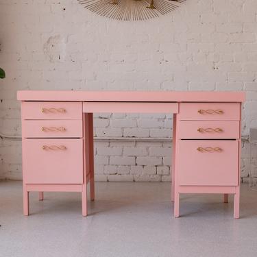 Pink Double Pedestal Desk