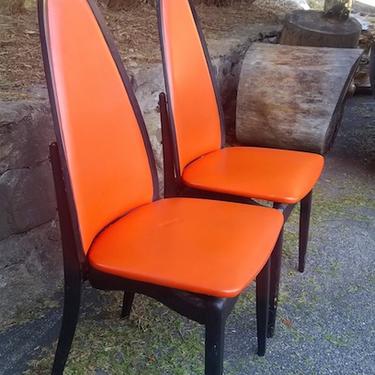 Vintage Atomic Stakmore Walnut Folding Chair Pair