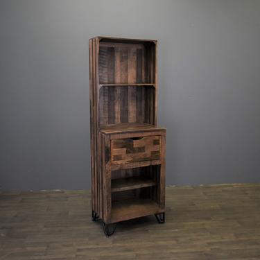 Rustic Solid Multi-Wood Display Bookcase / Cabinet with Drawer - 76&quot;H 