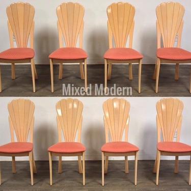 Modern Scalloped Italian Dining Chairs- Set of 8 
