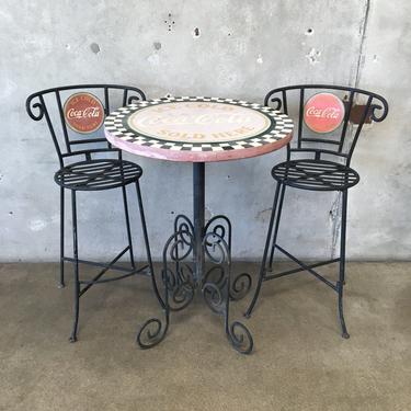 Vintage Coca Cola High Table with Barstools