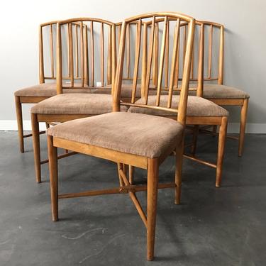 set of 6 of vintage mid century modern Drexel dining chairs.