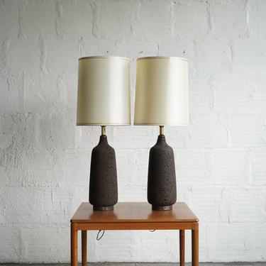 Pair of Mid Century Cork Lamps