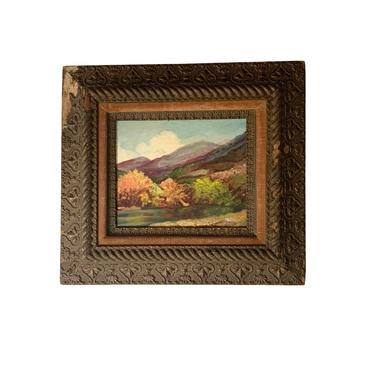 Vintage Fall Landscape Painting In Antique Frame 