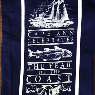 1980s Hanes Cape Ann Navy Blue T-Shirt Sailing Fishing med 