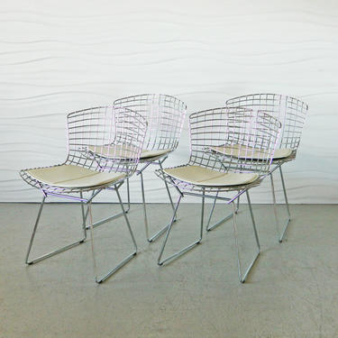 HA-UM034 Knoll Harry Bertoia Wire Side Chairs with Pads