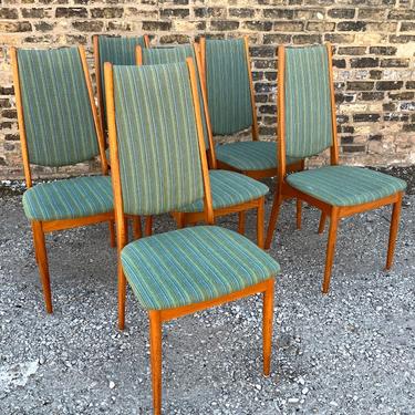 Vintage Set Of 6 Teak Danish High Back Dining Chairs By Nyrup Mobelfabrik