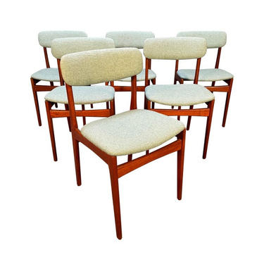 Set of Six Vintage Danish Mid Century Modern Teak Dining Chairs. 