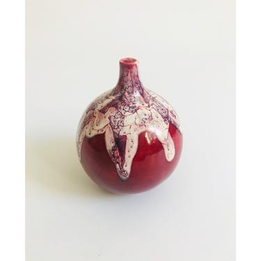 Vintage Pink Drip Pottery Bud Vase 