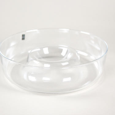 Vintage mcm style clear handmade art glass bowl by AMBROSIA Longmont, Colorado 