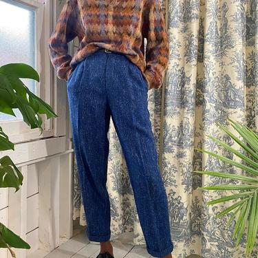 80s Textured Black & Blue Pants