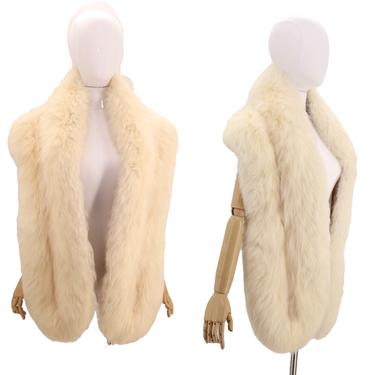 50s white FOX FUR stole wrap / vintage 1950s white fur shawl winter bridal party 76&amp;quot; long 