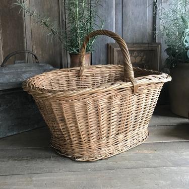 Rustic French Harvest Basket, Market, Flower, Gardening, Farmhouse, Table Centerpiece 