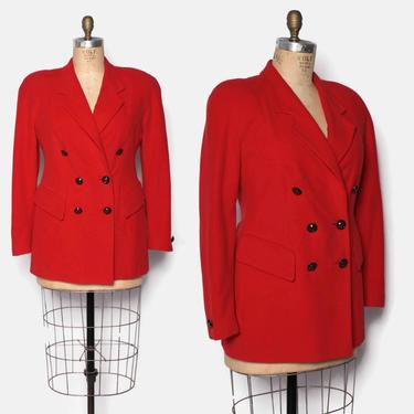 Vintage 90s Feraud Cashmere Jacket / 1990s Bright Red Soft Angora Blend Blazer by luckyvintageseattle