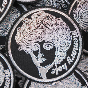 Gibson Girl 3&amp;quot; Metallic Silver Embroidered Memory Hole Patch 