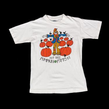 Vintage 1984 Nut Tree Pumpkin Patch T Shirt - Men's XS, Women's Small | 80s Off-White Autumn Scarecrow Graphic T Shirt 
