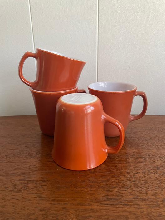 Vintage Corning Terracotta Milk Glass Coffee Mugs
