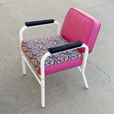 Mid Century ModeCraft Salon Chair, Refinished in Pink and White